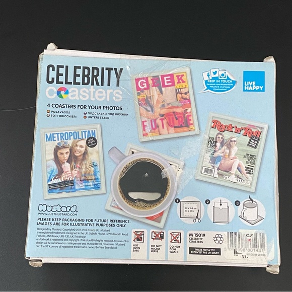 MUSTARD Celebrity Coasters for your Photos Tempered Glass Coaster Set - Picture 2 of 15